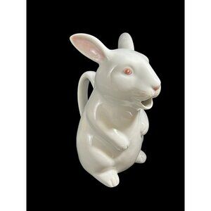 Vintage Ceramic Hand Painted Bunny Rabbit Watering Jug  Pitcher EUC